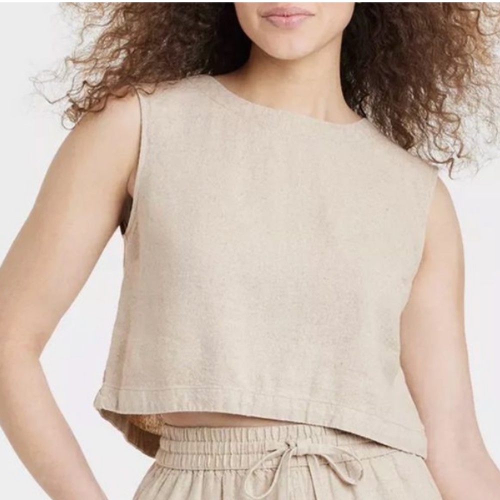 Light Tan Linen Tank Top